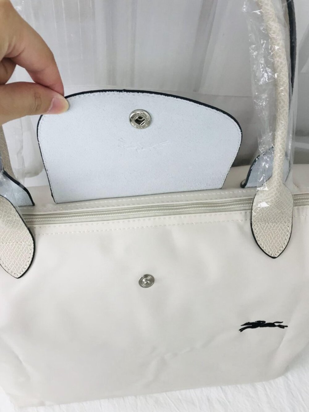 Longchamp Le Pliage Original Large Shoulder Nylon Bag Tote IN OFF WHITE - Picture 8 of 9